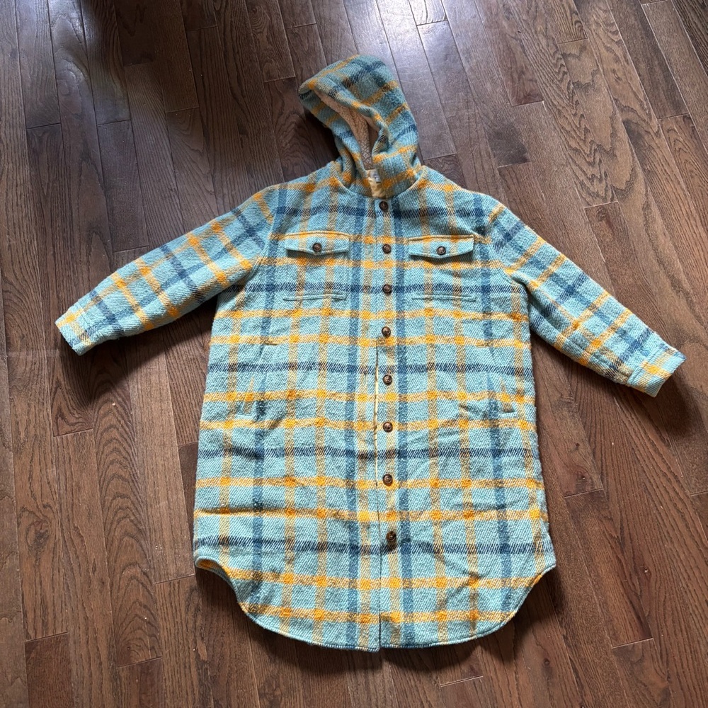 Sundance Plaid Hooded Coat Jacket Sherpa Lined PXL